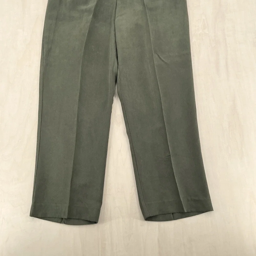 Vintage Alfred Dunner Pant Set Womens 12 Green Faux Suede Jacket Trousers 2pc